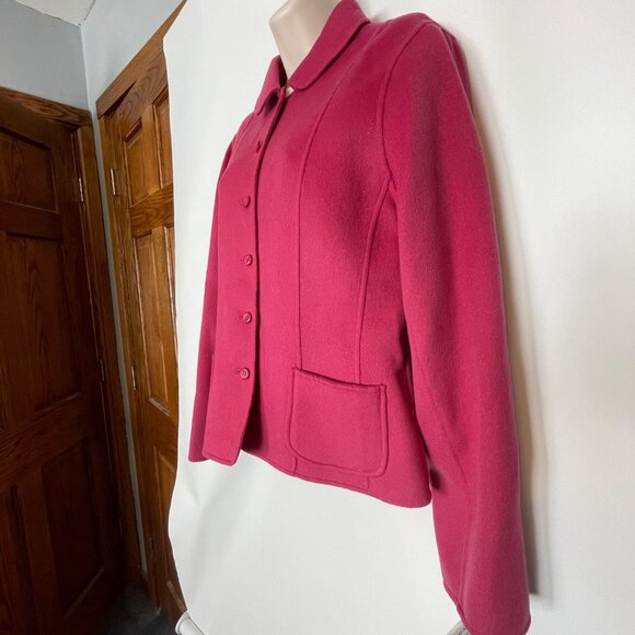 Pendleton Womens Merino Wool Jacket Medium Raspberry Button-Up With Pockets NWT - Picture 2 of 14